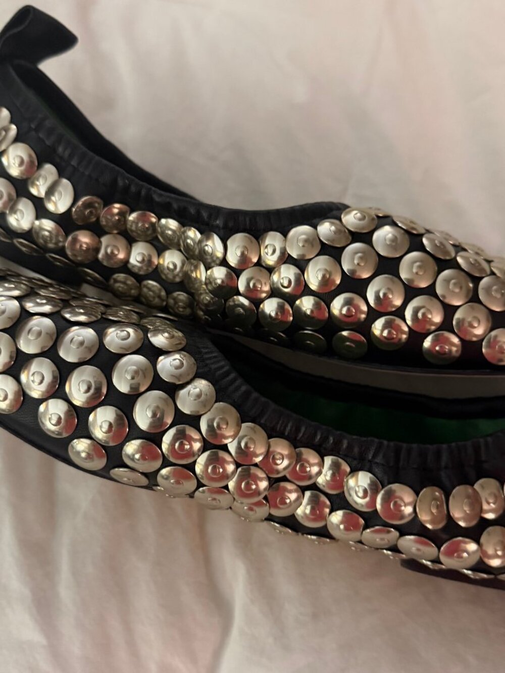 Tory Burch  Sz 7.5 Studded Ballet Black Nappa Leather - Picture 3 of 12